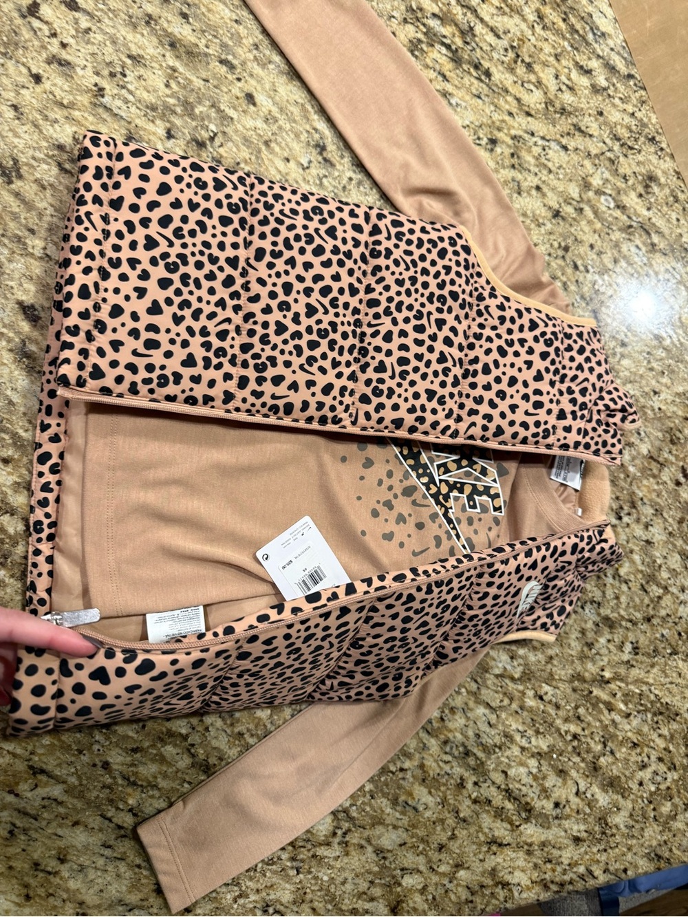 Nike Pink Leopard Print Vest with Long-Sleeve Layer